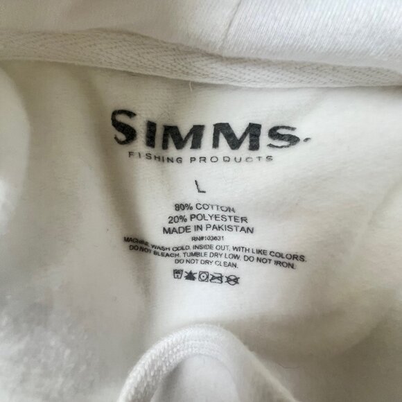 Simms Fishing Hoodie Pockets Warm Soft Utility Workout Casual Gym Cotton Poly - Picture 8 of 8